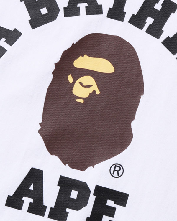 Pánské Tričko Bape College L/S Bílé | 59436FPMA