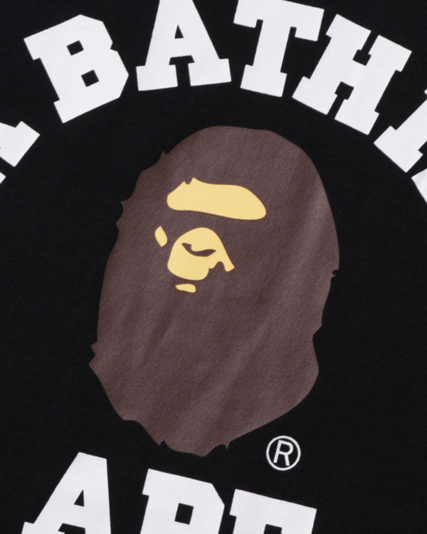 Pánské Tričko Bape College L/S Černé | 94605NWRB