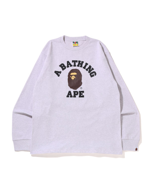 Pánské Tričko Bape College L/S Šedé | 15240XURQ