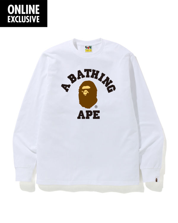 Pánské Tričko Bape College logo Bílé | 06729ADXM