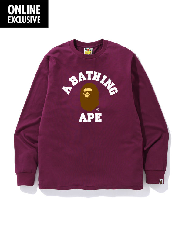 Pánské Tričko Bape College logo Tmavě Fialové | 46501ZWVA
