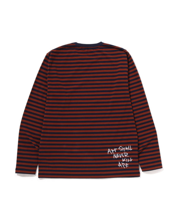 Pánské Tričko Bape Discharge College Hoop L/S Hnědé | 21645EVUY