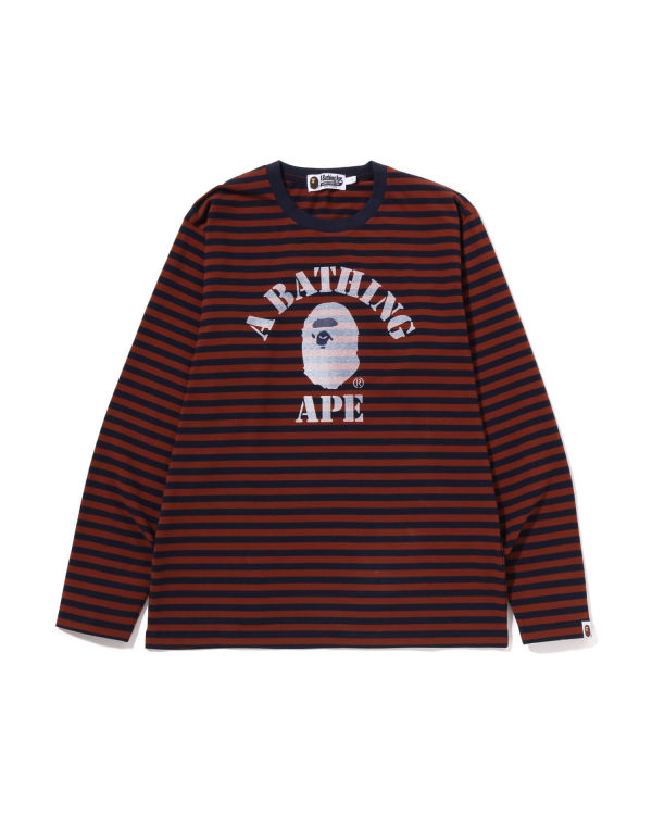 Pánské Tričko Bape Discharge College Hoop L/S Hnědé | 21645EVUY