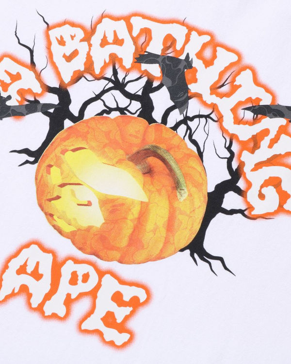 Pánské Tričko Bape Halloween Jack O' Lantern College Bílé | 86375EGSD
