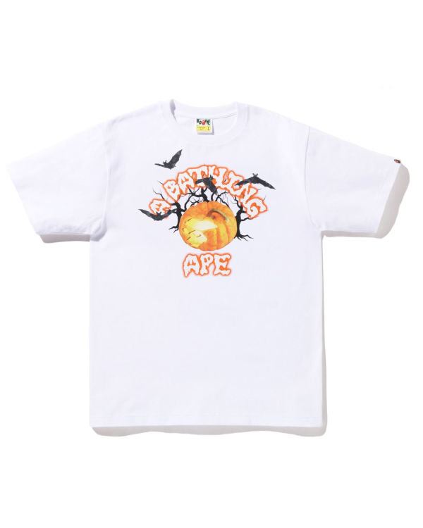 Pánské Tričko Bape Halloween Jack O\' Lantern College Bílé | 86375EGSD