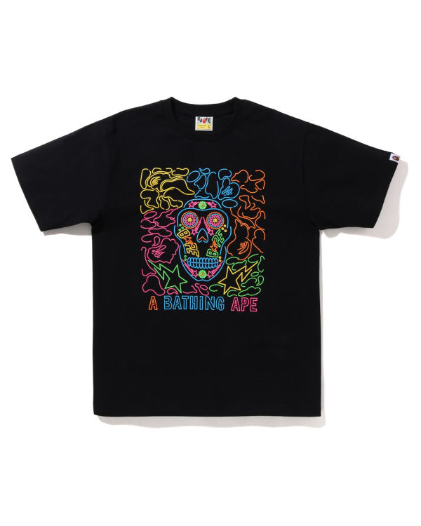 Pánské Tričko Bape Halloween Neon Mexican Skull Černé | 72814WOGV
