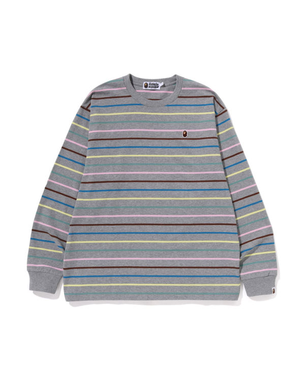 Pánské Tričko Bape Hoop Relaxed Fit L/S Šedé | 81274GJCU