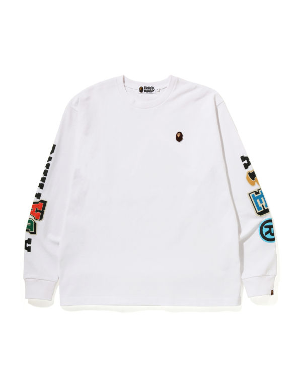 Pánské Tričko Bape Multi Fonts Relaxed Fit L/S Bílé | 32708VQSW