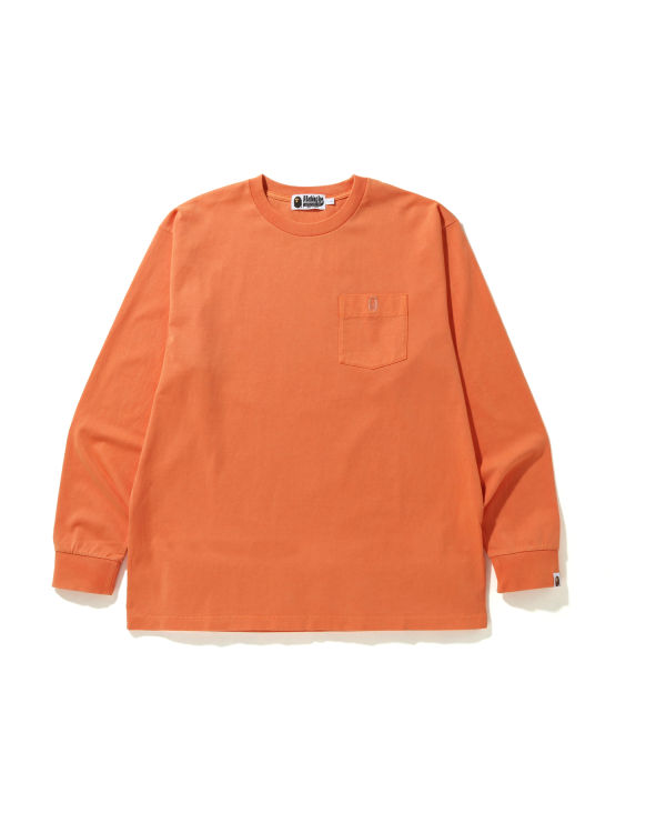 Pánské Tričko Bape Overdye One Point Pocket Relaxed Fit L/S Oranžové | 20741WCQD