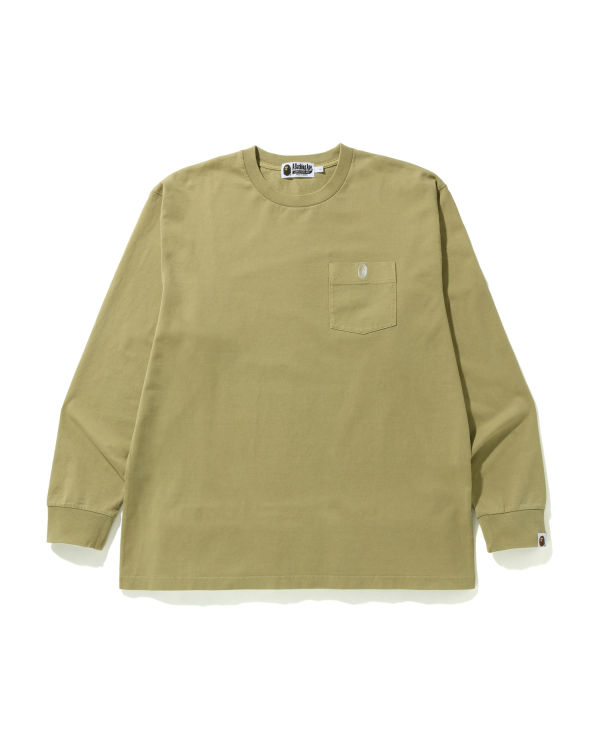 Pánské Tričko Bape Overdye One Point Pocket Relaxed Fit L/S Béžový | 59476BFWA