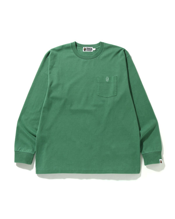Pánské Tričko Bape Overdye One Point Pocket Relaxed Fit L/S Světle Zelene | 83642QFJS