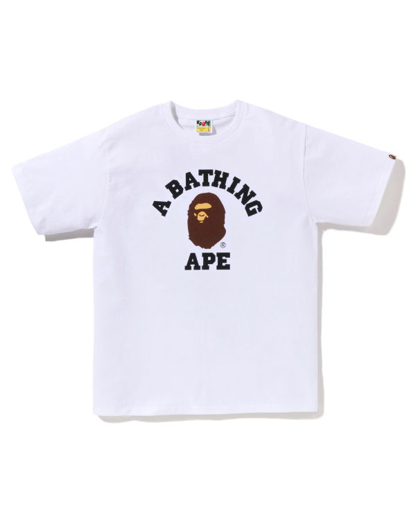 Pánské Tričko Bape Pigment College Bílé | 96234RDLG