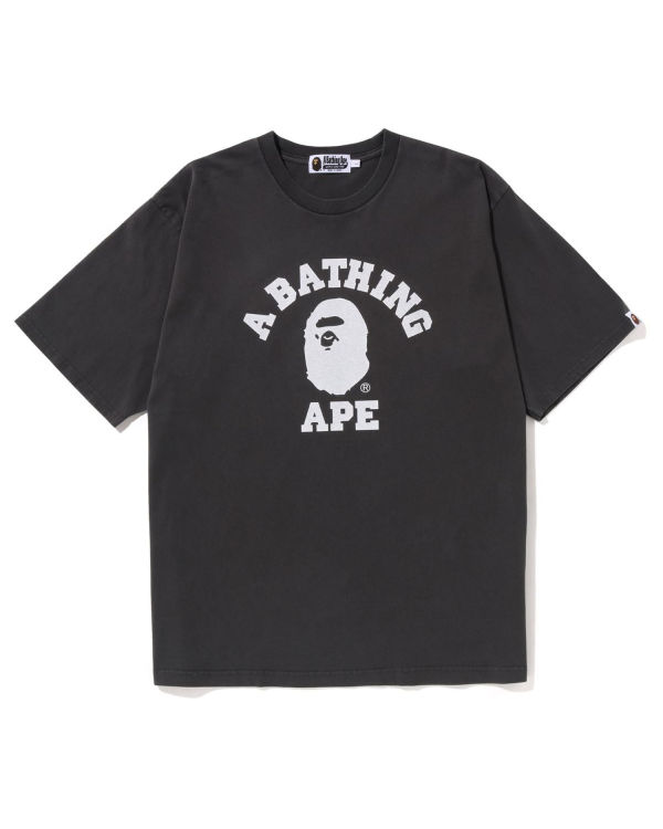 Pánské Tričko Bape Pigment Dyed College Relaxed Fit Černé | 40936OCYZ