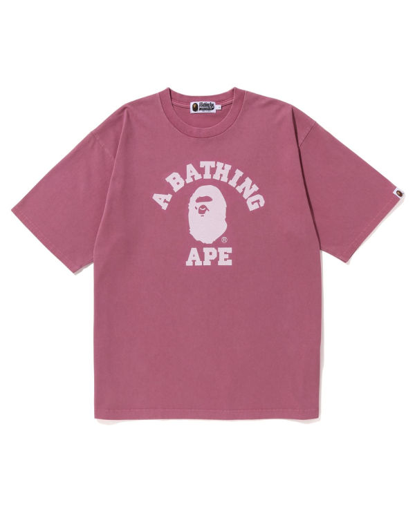 Pánské Tričko Bape Pigment Dyed College Relaxed Fit Fialové | 58173EUJX