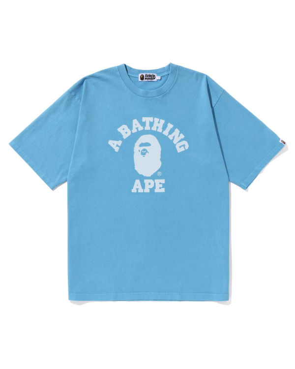 Pánské Tričko Bape Pigment Dyed College Relaxed Fit Světle Blankyt | 72961HPGA