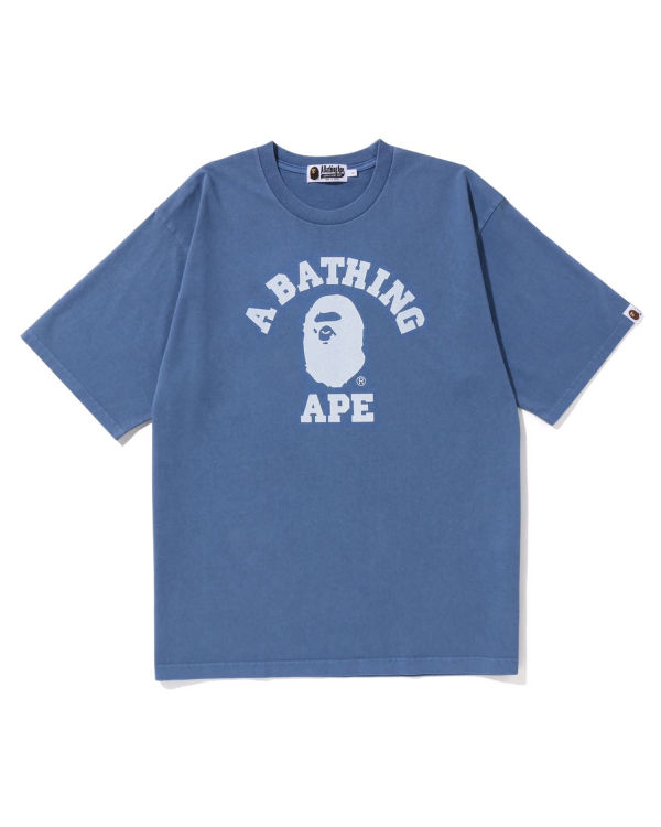 Pánské Tričko Bape Pigment Dyed College Relaxed Fit Tmavě Blankyt Blankyt | 83720KGNY