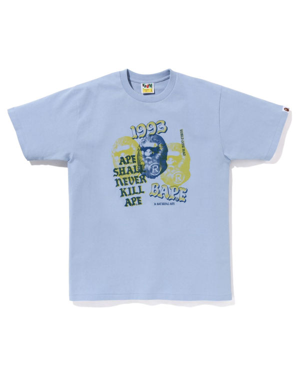 Pánské Tričko Bape Pigment Three Ape Head Světle Blankyt | 81462KMOY