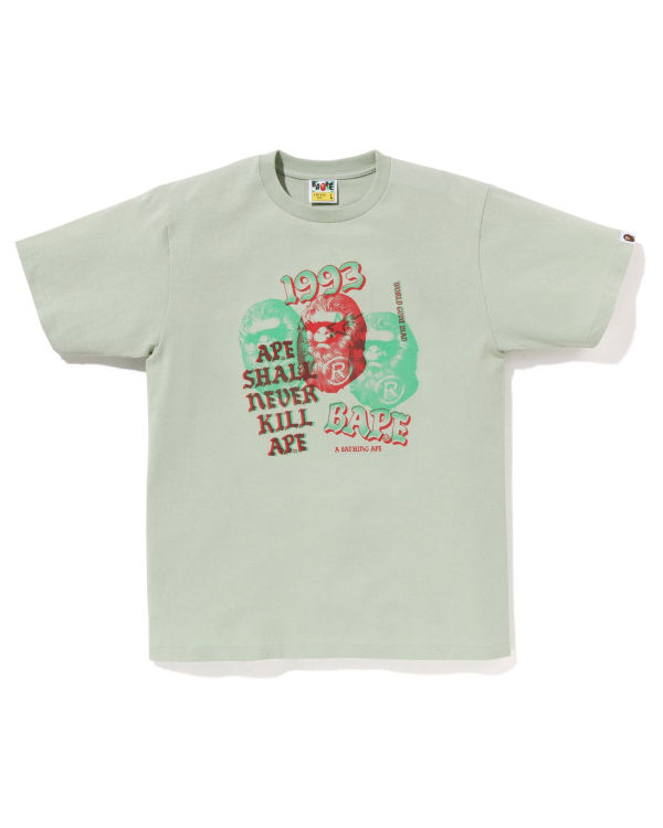 Pánské Tričko Bape Pigment Three Ape Head Zelene | 95084SORF