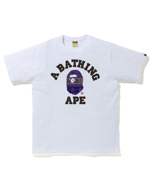 Pánské Tričko Bape Snow Pattern College Bílé | 29867LHSA