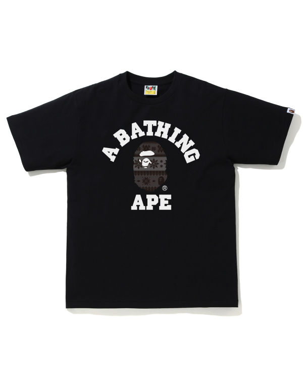 Pánské Tričko Bape Snow Pattern College Černé | 34159BMTU