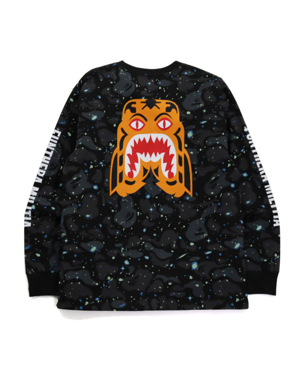 Pánské Tričko Bape Space Camo Tiger L/S Černé | 94576JQDC