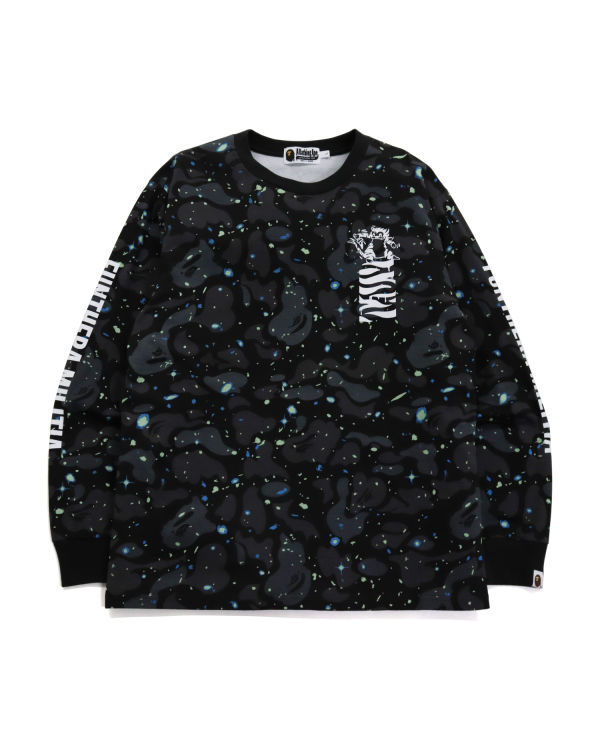 Pánské Tričko Bape Space Camo Tiger L/S Černé | 94576JQDC