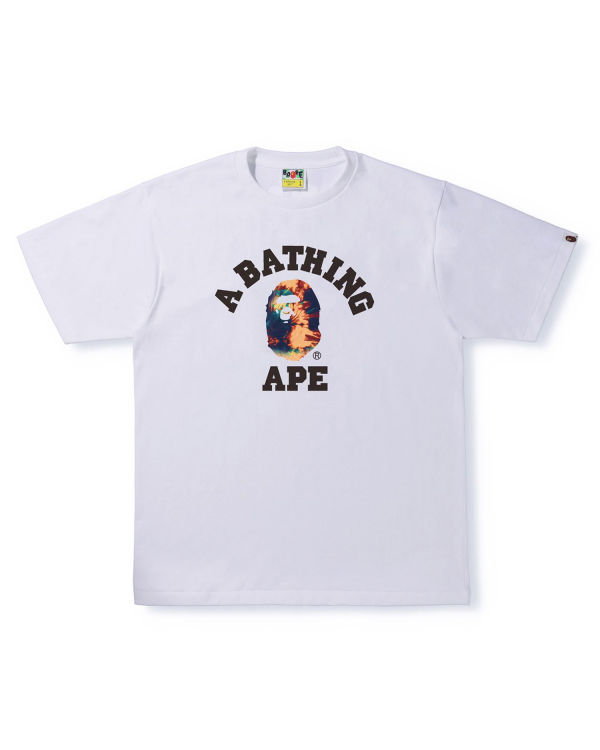 Pánské Tričko Bape Tie Dye College Bílé | 04391JSLG
