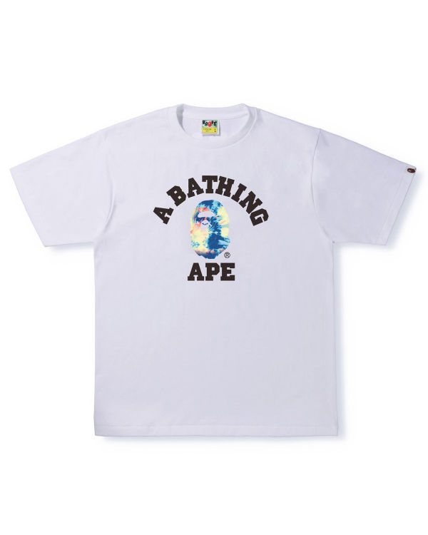 Pánské Tričko Bape Tie Dye College Bílé | 43658KVIL