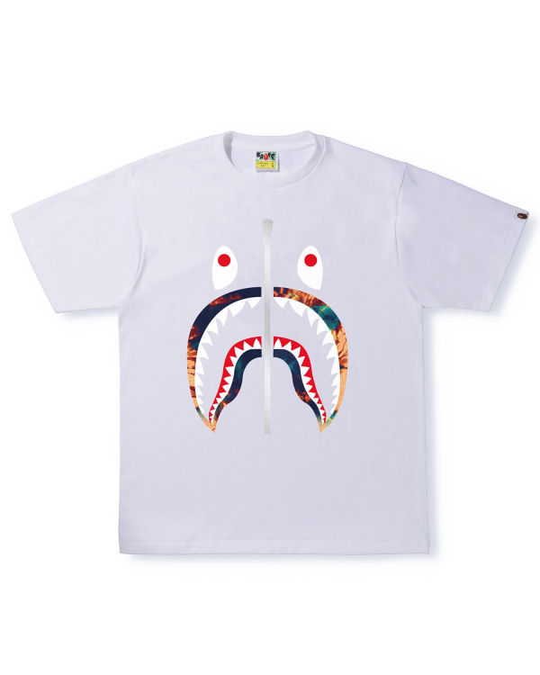 Pánské Tričko Bape Tie Dye Shark Bílé | 06257EJXA