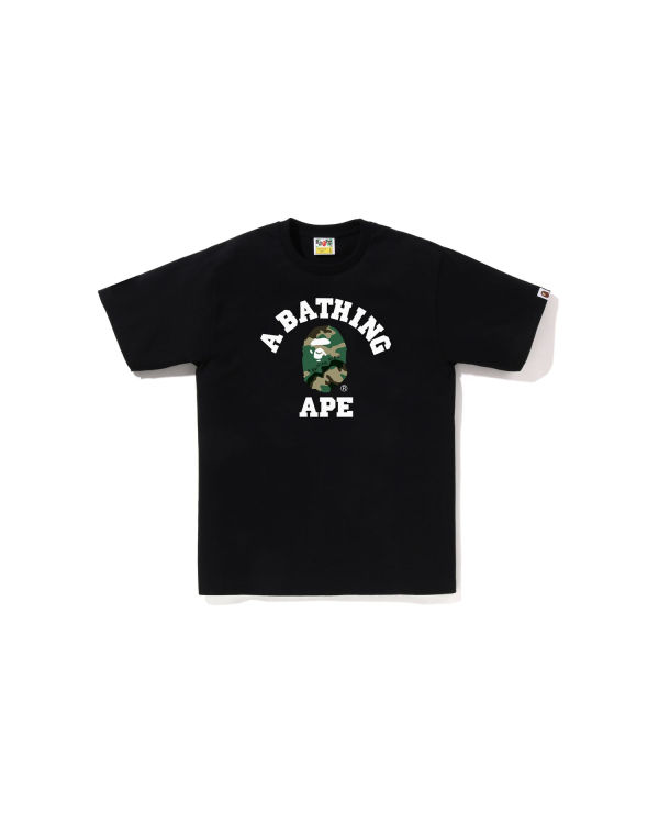 Pánské Tričko Bape Woodland and Camo College Černé | 40872OAPL
