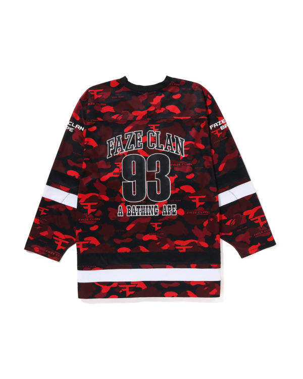 Pánské Tričko Bape X Faze Clan Hockey L/S Světle Červené | 31285DUMH