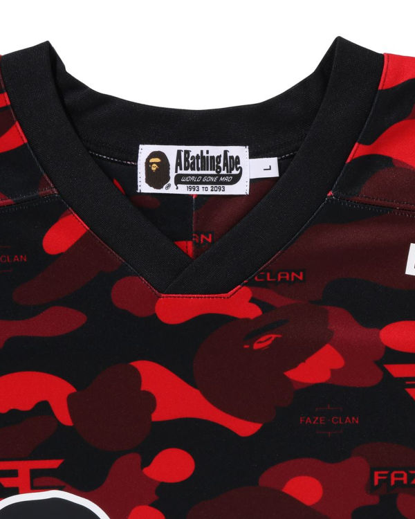 Pánské Tričko Bape X Faze Clan Hockey L/S Světle Červené | 31285DUMH
