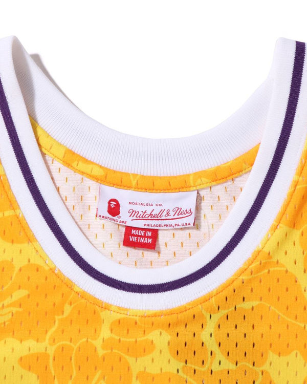 Pánské Tričko Bape X M&N Los Angeles Lakers Jersey Žluté | 28491KMER