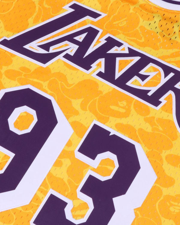 Pánské Tričko Bape X M&N Los Angeles Lakers Jersey Žluté | 28491KMER
