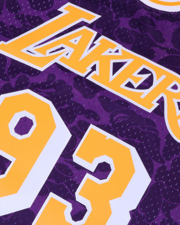 Pánské Tričko Bape X M&N Los Angeles Lakers Jersey Fialové | 61839THIP