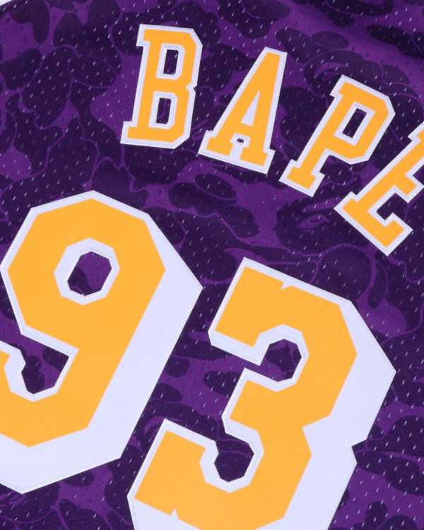 Pánské Tričko Bape X M&N Los Angeles Lakers Jersey Fialové | 61839THIP