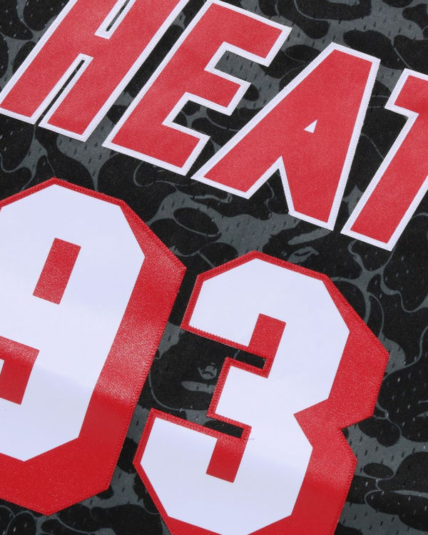 Pánské Tričko Bape X M&N Miami Heat Jersey Černé | 96578AYMI