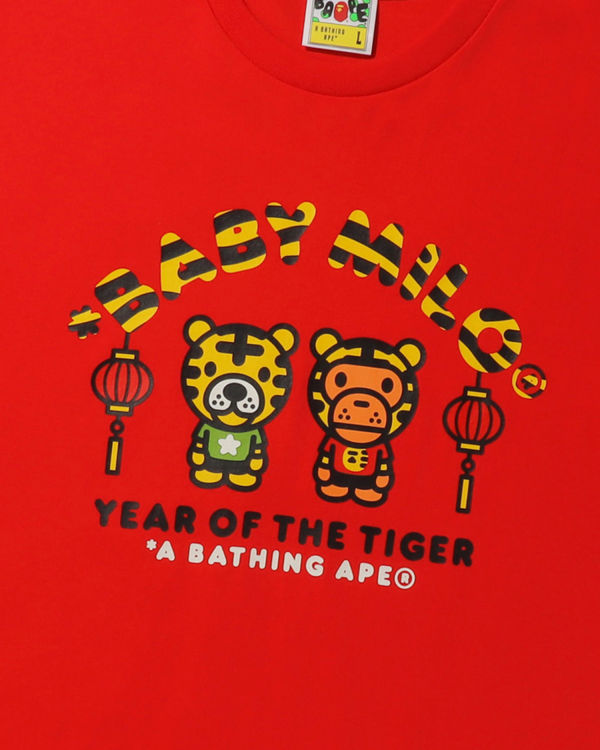 Pánské Tričko Bape Year Of The Tiger Milo Světle Červené | 05419FTHY