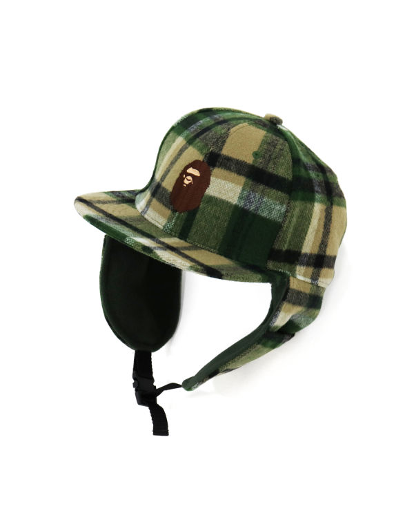 Pánské Čepice Bape Check Earmuffs Zelene | 70845BWLO