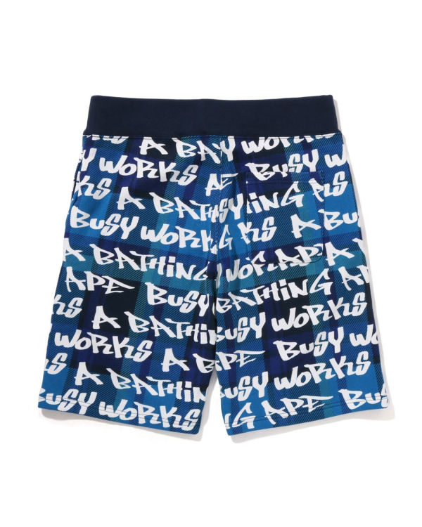 Pánské Šortky Bape Graffiti Check Blankyt | 53268FZID