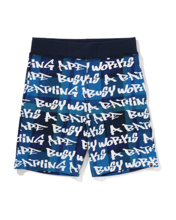 Pánské Šortky Bape Graffiti Check Blankyt | 53268FZID