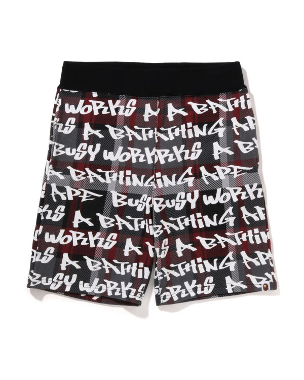 Pánské Šortky Bape Graffiti Check Černé | 59864HPLM
