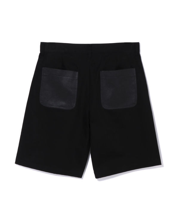 Pánské Šortky Bape Multi Motif Læder Pocket Chino Černé | 14986MGNH