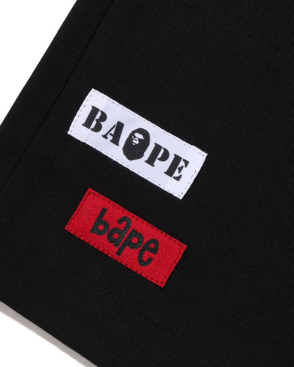 Pánské Šortky Bape Multi Motif Læder Pocket Chino Černé | 14986MGNH