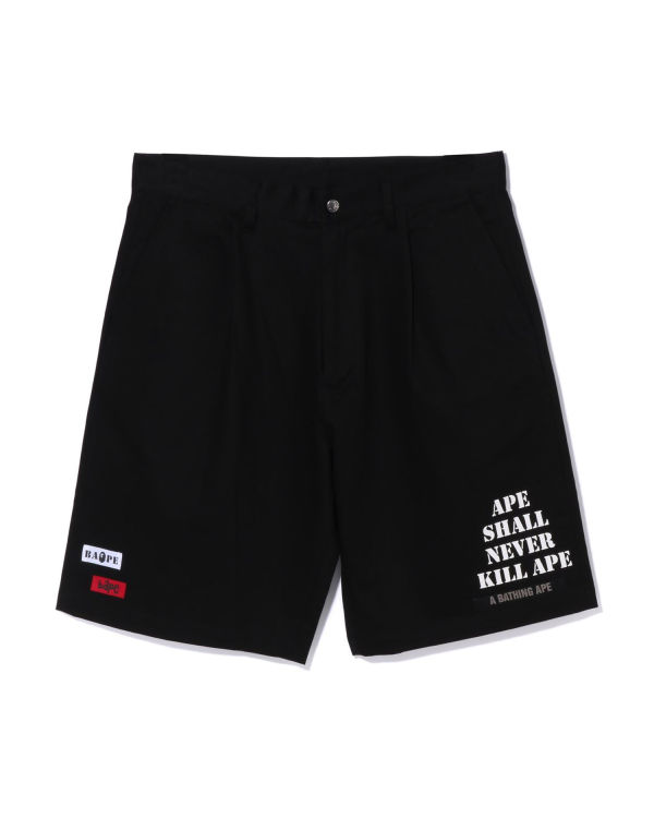 Pánské Šortky Bape Multi Motif Læder Pocket Chino Černé | 14986MGNH