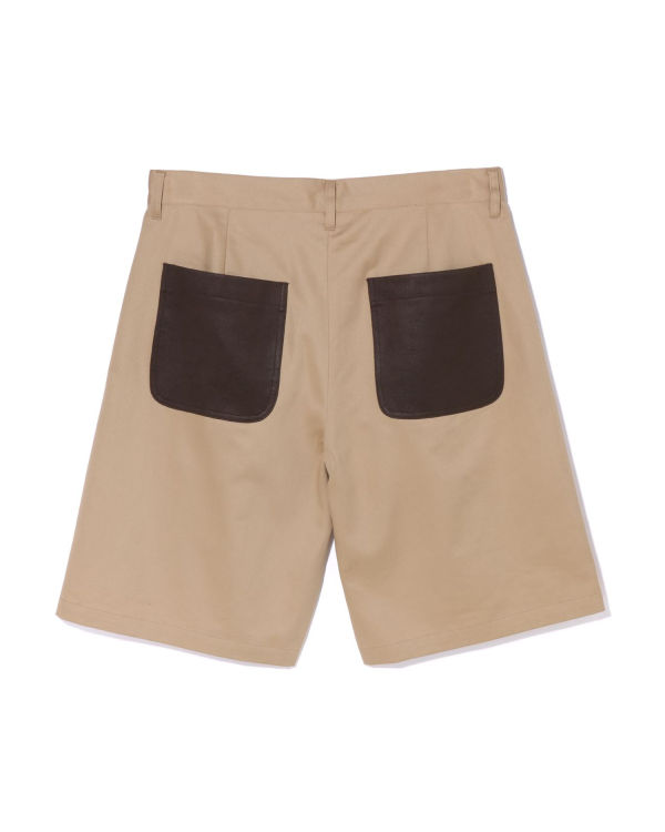 Pánské Šortky Bape Multi Motif Læder Pocket Chino Béžový | 24768KSOB