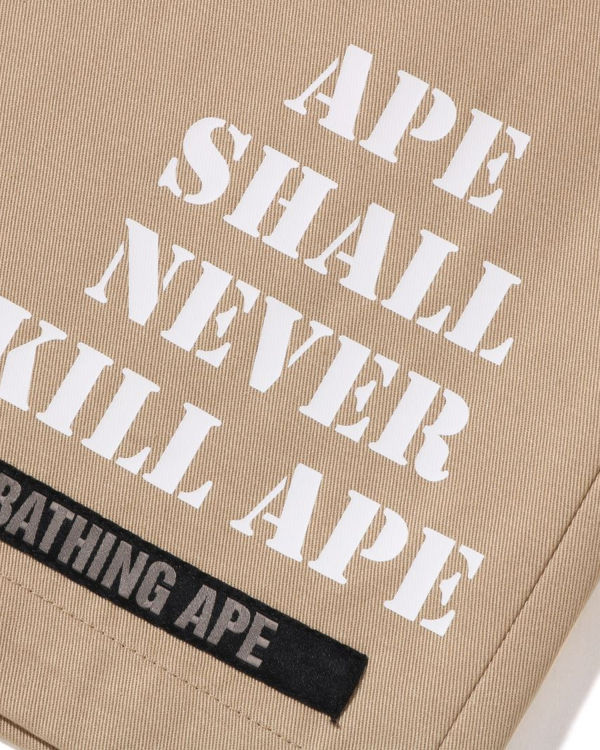 Pánské Šortky Bape Multi Motif Læder Pocket Chino Béžový | 24768KSOB