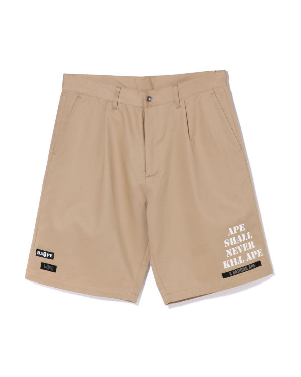 Pánské Šortky Bape Multi Motif Læder Pocket Chino Béžový | 24768KSOB